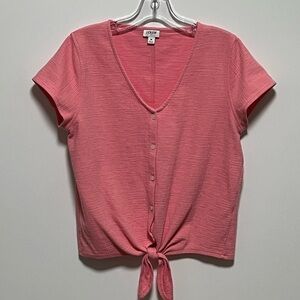 J.Crew Factory Casual comfy pink Textured tie-front button down versatile top